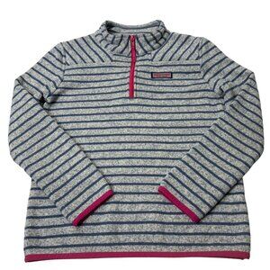 Vineyard Vines Fleece 1/4 Zip Shep Pullover Youth Medium 10/12 Blue Pink
